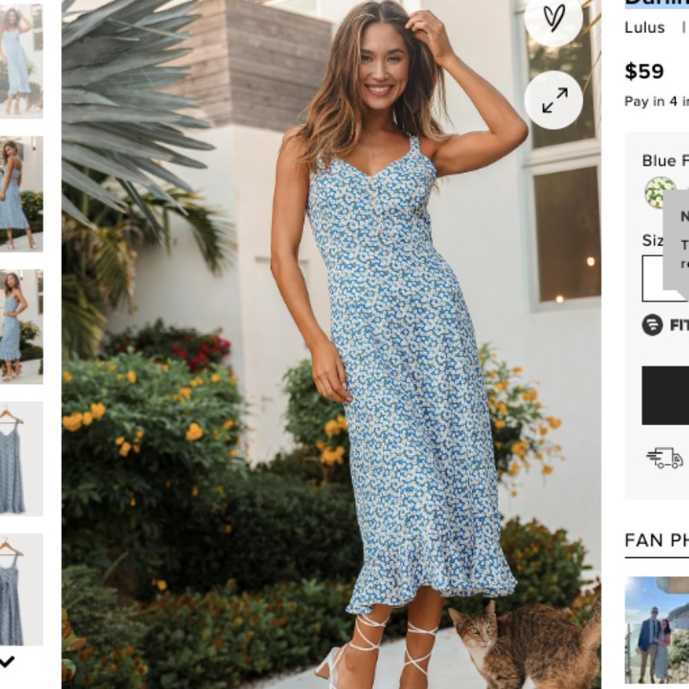 Lulu's Light Blue Floral Sweetheart Midi Dress